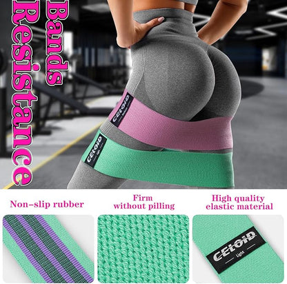 Resistance Bands Set, Exercise Bands with Non-Slip Design for Hips & Glutes, 3 Levels Workout Bands for Women and Men, Booty Bands for Home Fitness, Yoga, Pilates