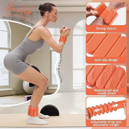 Ankle Weights Set of 2 (1 lb/2 lb Each) for Women Men Adjustable Wrist Bracelet for Home Gym Weighted Bangles Wristbands Leg Arm Weights for Walking Swimming Running Pilates Yoga Gym