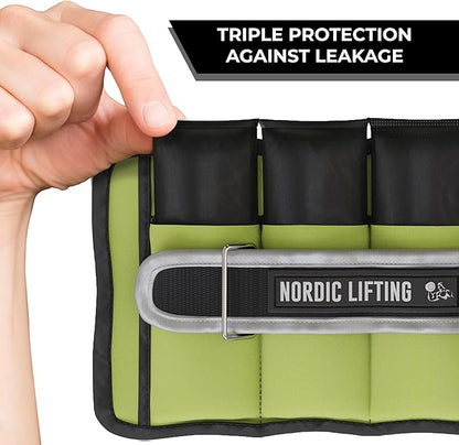 Nordic Lifting Adjustable Ankle Weights for Women & Men – 1 Pair (2–10 lbs) Wrist, Arm & Leg Weights for Gym, Yoga & Home Workouts – Secure Fit Strap Design – Durable Fitness Training Equipment