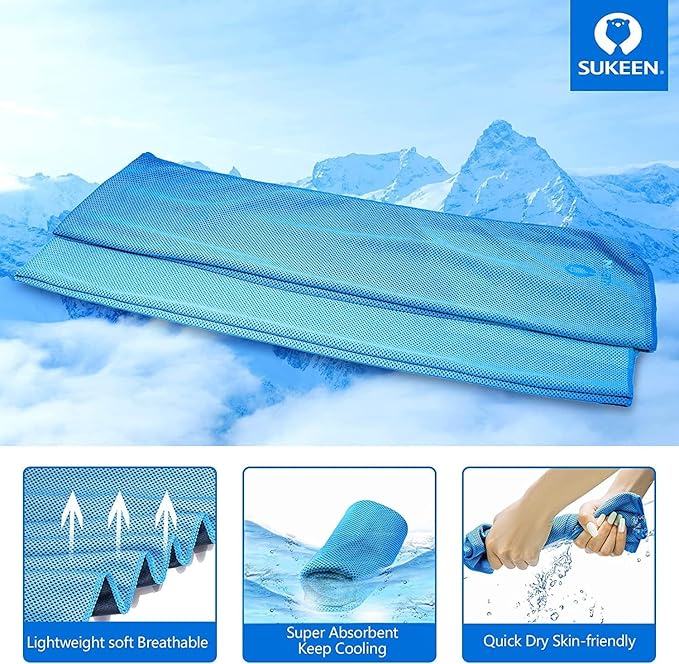 Sukeen Cooling Towels (40"x12"), Soft Breathable Cooling Towel for Neck and Face, Cooling Neck Wraps Sweat Towel for Gym, Sport, Running, Camping, Hiking, Fitness, Workout & More Activities