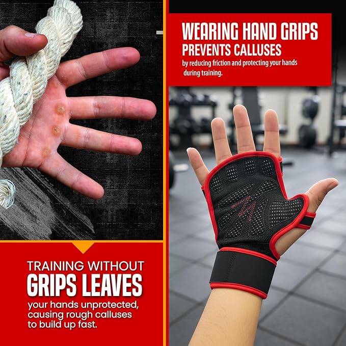 QTF Ventilated Weight Lifting Gloves for Men & Women Workout Gym Fitness Extra Grip with Wrist Support Wrap Cross fit Pull-ups Barbell Training Sports
