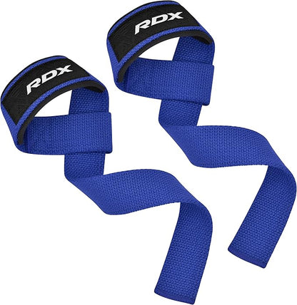 RDX Lifting Straps for Weightlifting –100% Cotton Heavy Duty Gym Wrist Strap with 5MM Neoprene Padding, 60CM Anti-Slip Hand Grip Wraps for Deadlifts Powerlifting Workouts Strength Training, Men Women