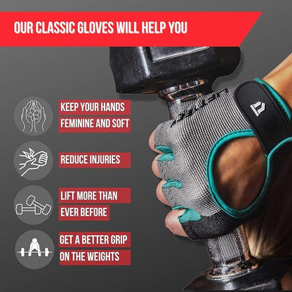 Lift Tech Fitness Workout Gloves for Women - Gym Gloves for Women Into Weightlifting, HIIT, Strength Training - Female Lifting Gloves with Full Palm Protection