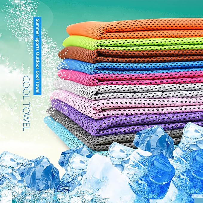Peicees 10 Pack Microfiber Cooling Towels for Neck Sports Gym Workout Cooling Towel, Fast Drying Super Absorbent Compact Lightweight for Climbing Camping Travel Beach Swimming Backpacking