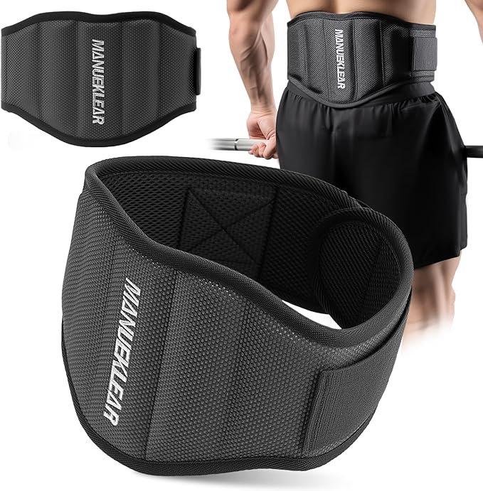 MANUEKLEAR Gym Weight Lifting Belt Weight Lifting Workout Weightlifting Powerlifting Belt for Men Women - 7.5inch - Bodybuilding Fitness Back Support for Cross Training, Squats, Lunges