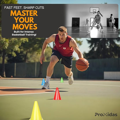 7 Inch(12 PCs) Soccer Cones for Training Kids with Mesh Bag - Small Traffic Cones for Sports Training - Flexible Conos for Soccer Practice, Basketball & Football Drills Equipment