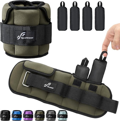 Sportneer Upgrade Adjustable Ankle and Wrist Weights for Women and Men 1-7 lbs / 1-10 lbs Set | Comfortable, Secure Fit for Walking, Running, Fitness, Physical Therapy, Home Gym
