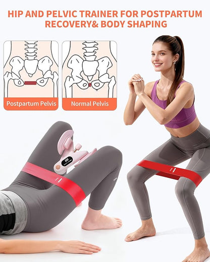 Thigh Master, Kegel Exerciser for Women, Pelvic Floor & Hip Trainer with 5 Resistance Bands, Thigh Glutes and Leg Slimming, Light Pink, Home Fitness Equipment