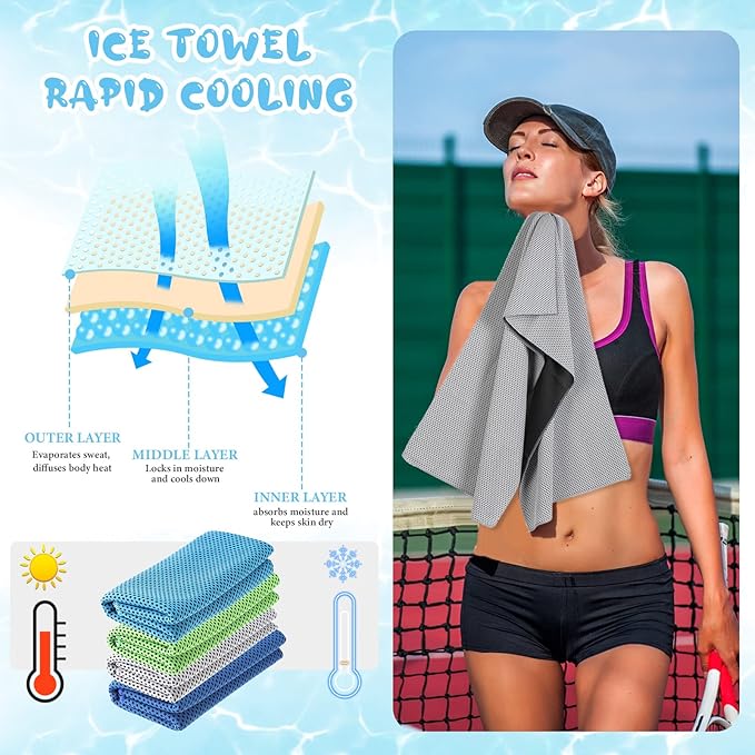 Hosuly 20 Pcs Cooling Towel 47 x 12 Inch Ice Towel for Neck, Microfiber Cool Towel, Breathable Soft Chilly Towel for Yoga, Sports, Gym, Camping, Golf, Running, Fitness, Workout(Mixed Color, 20 Pcs)