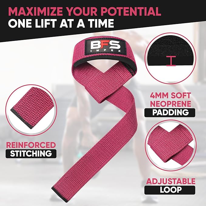 Lifting Straps for Weightlifting, Weightlifting Cotton Straps with Neoprene Padding for Men women Gym Wrist Straps for Bodybuilding powerlifting, Strength Training and Deadlifting