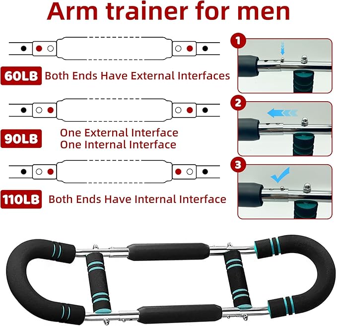 Adjustable Twisted Arm Trainer 60-110 Gyro Ball- Chest Workout Equipment, Arm Twister&Shoulder Exercise Equipment, Durable Chest Trainer for Men, Portable Home Exercise Equipment,Arm Forcerod