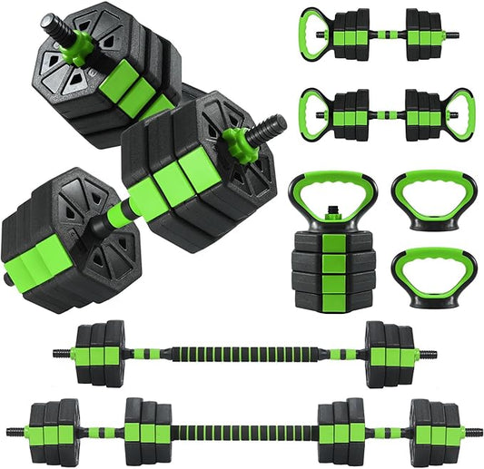 4-in-1 Octagonal Adjustable Dumbbell Set (66/88Lbs) – Converts to Barbell, Kettlebell & Push-Up Stand, Home Gym Free Weights for Men & Women, Full Body Workout with Anti-Slip Handles, Space-Saving