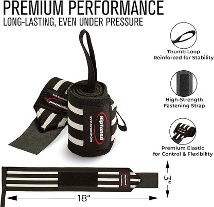 Rip Toned Wrist Wraps for Weightlifting – USPA & USAPL Approved 18" Wrist Straps for Powerlifting – Adjustable, Durable Gym Wraps with Thumb Loop – Maximum Support for Men & Women