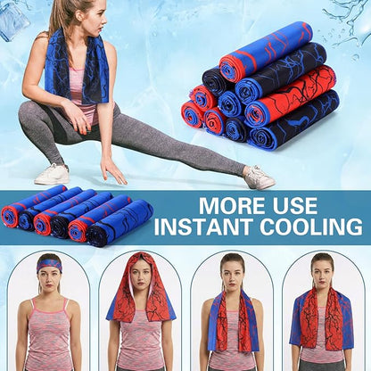 12 Pcs Cooling Towels 40"x12" Soft Breathable Chilly Microfiber Towel for Neck and Face Ice Towel Sweat Rag for Yoga Running Sport Gym Workout Camping Fitness Party Favors Team Gift