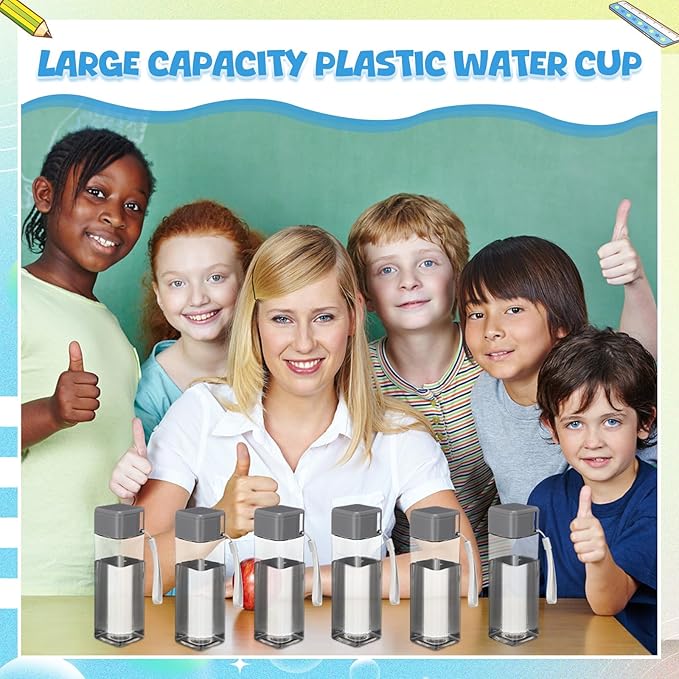 Mifoci 20 Pieces Water Bottle Bulk 17 oz Plastic Water Bottles Bulk Gym Sports Adults Reusable Large Drinking Cups for Outdoor Fitness(Grey,Rectangle)