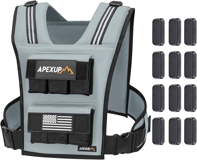 APEXUP Adjustable Weighted Vest Men 20lbs/30lbs/40lbs Weights with Reflective Stripe, Weight Vest Woman Workout Vest for Strength Training Running Walking
