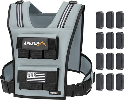 APEXUP Adjustable Weighted Vest Men 20lbs/30lbs/40lbs Weights with Reflective Stripe, Weight Vest Woman Workout Vest for Strength Training Running Walking
