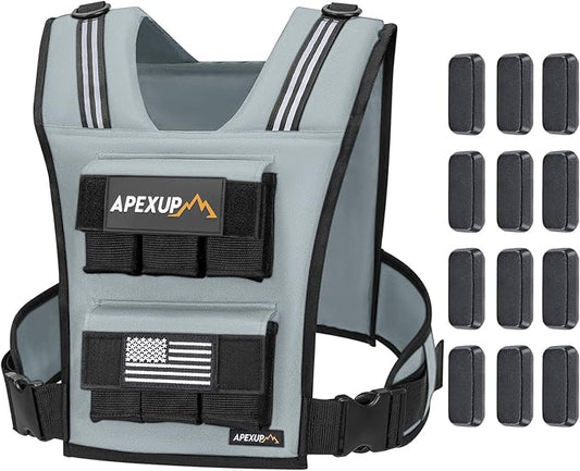 APEXUP Adjustable Weighted Vest Men 20lbs/30lbs/40lbs Weights with Reflective Stripe, Weight Vest Woman Workout Vest for Strength Training Running Walking