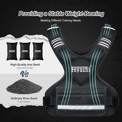 Feyachi Adjustable Weighted Vest - 3-12 lbs/12-20 lbs/20-32 lbs X Type Weight Vest with Reflective Stripe Ideal for Running Workout and Training