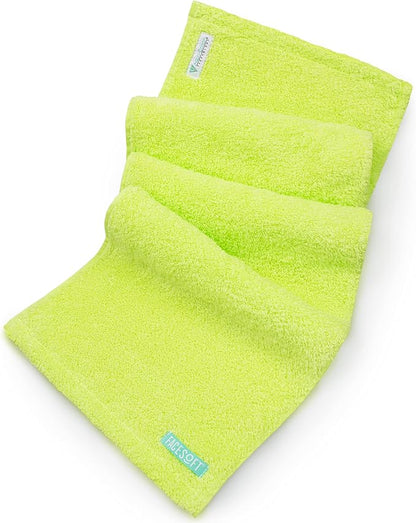 FaceSoft Eco Friendly Gym Towel for Working Out - Soft and Absorbent Cotton Exercise Towel - No Synthetic Microfibers or Plastics - Sweat Towel for Gym, Fitness, Sports, Yoga - Neon - 1 Pc