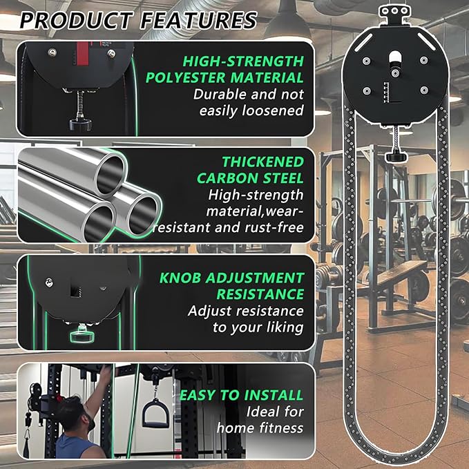 Endless Rope Trainer,Strength Training Endless Rope Pulley,Home Users Compact Suspension Trainer,for Full-Body Coordination Exercises Black