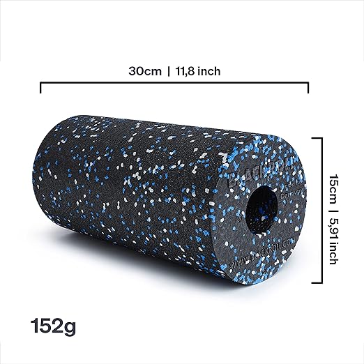 BLACKROLL - Standard Foam Roller - Myofascial Trigger Point Release, Back Massage, Perfect for Yoga, Home Workouts, Muscle Recovery, Black/White/Blue