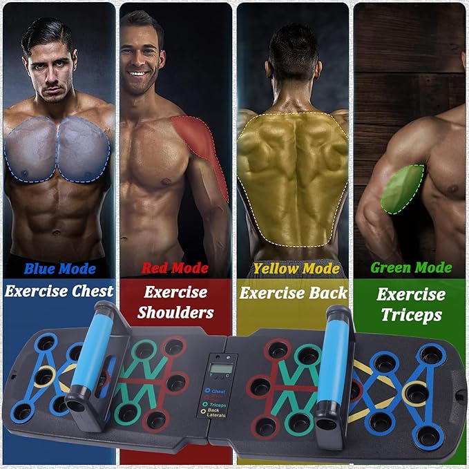 Upgraded push up board for men,Portable Foldable Multi-Function 30 in 1 perfect push-up board,Push Up Bar with Automatic Count and Resistance Bands,Push up Handles for Floor Home Gym chest Workout