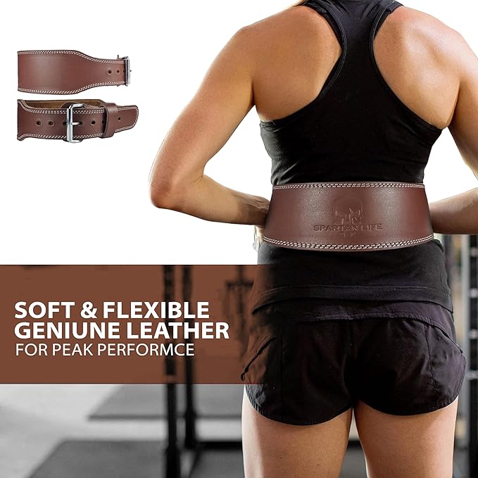 Spartan Weight Lifting Belt (5mm Thick) - Genuine Leather Lifting Belt Gym for Men & Women - Functional Workout Belt - Gym Belt for Weightlifting, Powerlifting, Squat & Deadlift - Adjustable Weightlifting Belt