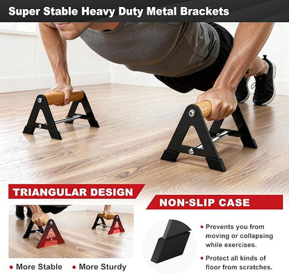 Push Up Bar - Heavy-Duty Stainless Steel Pushup Stands with Non-Slip Base, 500LB Capacity, Portable Home Gym Equipment for Strength Training & Floor Workouts