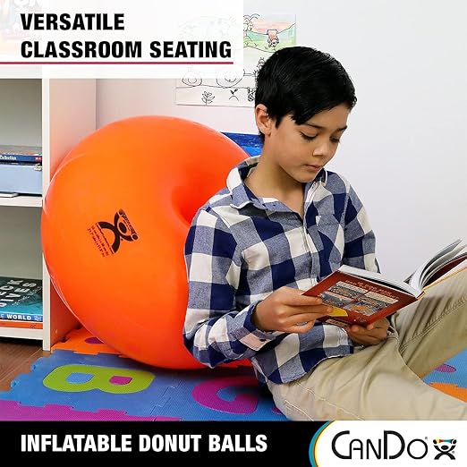 CANDO - 30-1955 CanDo Donut Exercise, Workout, Core Training, Swiss Stability Ball for Yoga, Pilates and Balance Training in Gym, Office or Classroom. Blue, 85 cm W x 45 cm