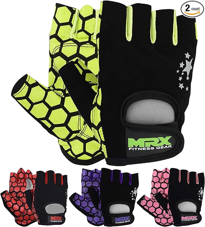 MRX Ladies Weight Lifting Gloves Women Fitness Training Exercise Glove Anti Slip Padded Shock-Absorbing Extra Grip Crossfit Multi Colors