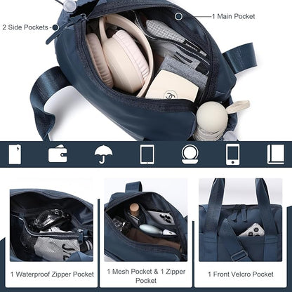 Small Gym Bag for Women, Mini Crossbody Gym Duffle Bag with Wet Compartment, Carry on Gym Tote Bag for Workout Dance Sport Travel (Mini-Blue)