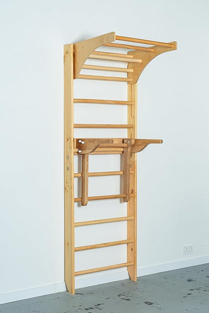 Wall Bars with Dip Bars CM-01-220, 87 in Wooden Swedish Ladder Set: Adjustable Pull Up and Dip Bars for Training and Physical Therapy - Used in Homes, Gyms, Clinic, and Schools