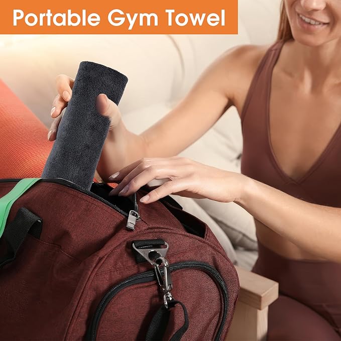 3 Pack Microfiber Gym Towels (14.2" x 30"), Super Soft, Quick Drying, Absorbent Towel for Fitness, Yoga, Swimming, Sports, Workout, Skin-Friendly for Women Men (Grey)