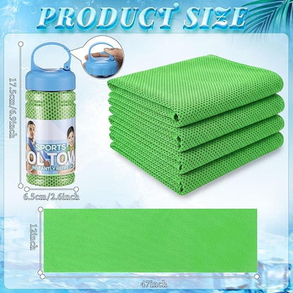 Honoson 10 Pack Cooling Towels Bulk - 47"x12" Soft Breathable Ice Towels for Neck & Face, Portable Chilly Rags Microfiber Sweat Rags for Yoga, Sports, Gym, Workout & Fitness(Green)