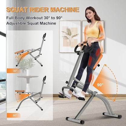 Squat Machine for Home, Squat Assist Trainer with Adjustable Resistance, Foldable Rowing Machine, LCD Display, Exercise Trainer with 265LBS Capacity for Glutes Legs Workout