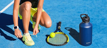 CIVAGO 24 oz Insulated Water Bottle With Straw, Stainless Steel Sports Water Flask Cup with 3 Lids (Straw, Spout and Handle Lid), Double Walled Travel Thermal Canteen Mug, Navy