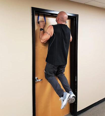 WorldFit Crazy-8 Pull-Up Grips and ISO Trainer for Door in Home, Office and Hotel, Portable Gym in a Bag (Black)