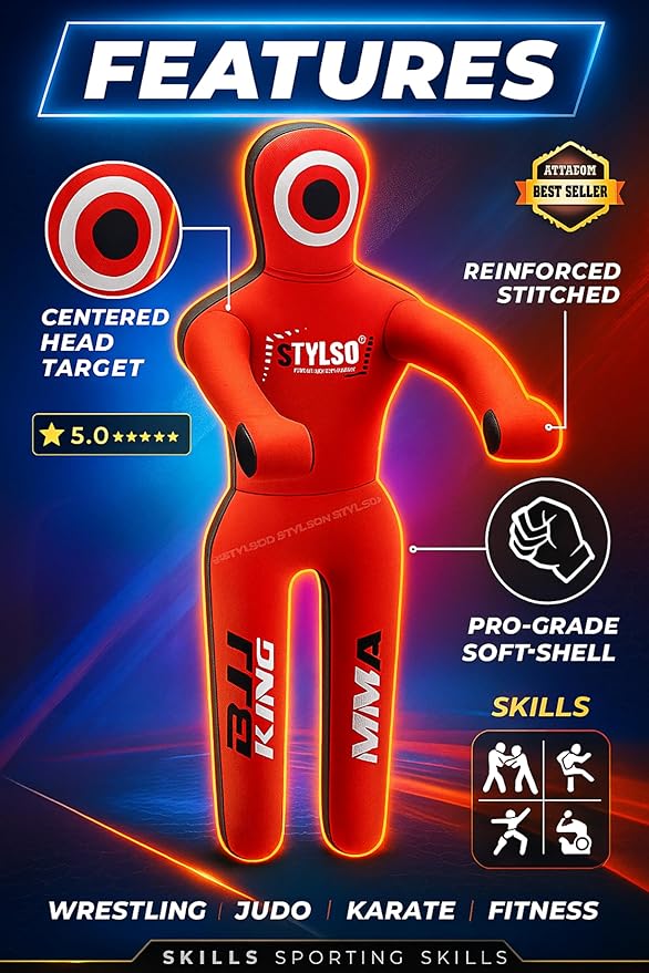 Unfilled Grappling Dummy – Adult Life Size Wrestling & BJJ Training Dummy, MMA Jiu Jitsu Judo Takedown & Throwing Practice, Heavy-Duty Triple-Stitched Canvas Submission Dummy