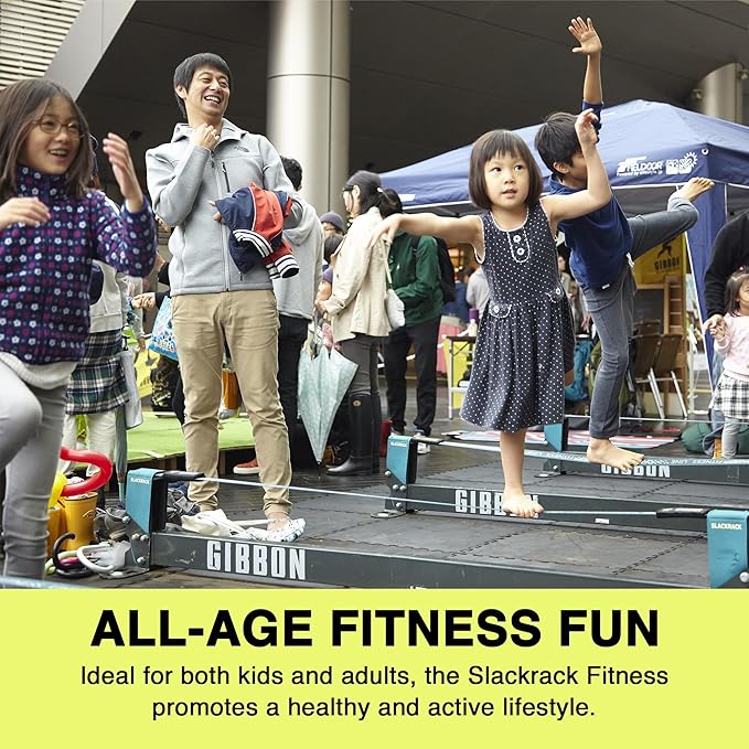 GIBBON Slackrack - Freestanding Outdoor or Indoor Slackline - Slack Line for Kids & Adults - Balance Trainer - Setup in 7ft or 10ft