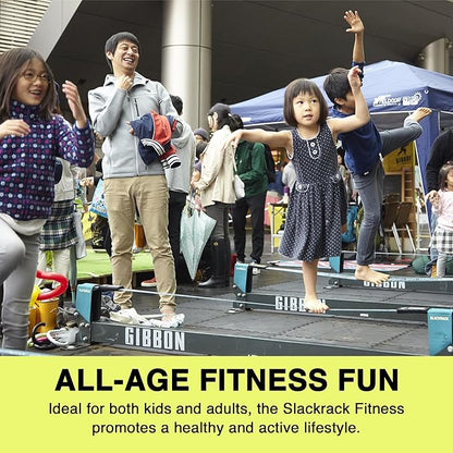 GIBBON Slackrack - Freestanding Outdoor or Indoor Slackline - Slack Line for Kids & Adults - Balance Trainer - Setup in 7ft or 10ft