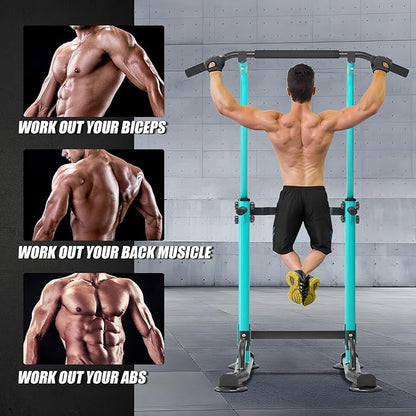 soges Power Tower Pull Up Bar Station, Free Standing Pull Up Rack Dip Station for Home Gym, Height Adjustable Home Strength Training Fitness Workout Equipment