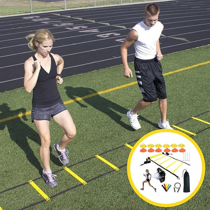 Agility Ladder Training Equipment - Speed Trainlng Gear, Adjustable Sports Set | Complete Soccer Practice Equipment, Foldable Workout Kit for Athletes, Endurance Tralning Tools for Kids Adults