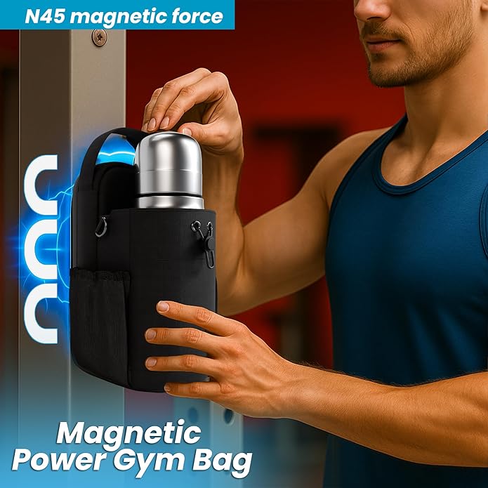 CORDOBA & CO., Magnetic Gym Bag Man Woman, Super Strong Magnetic Bottle Bag, 11LB Weight Capacity, Crossbody Gym Water Holder