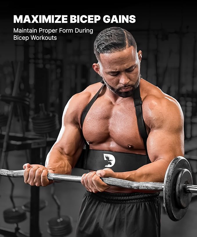 DMoose Fitness Arm Blaster for Biceps and Triceps - Heavy Duty Aluminum, Soft Neck Padding & Adjustable Straps - Bicep Curl Support for Isolation & Strength Training - Biceps Workout Equipment for Men