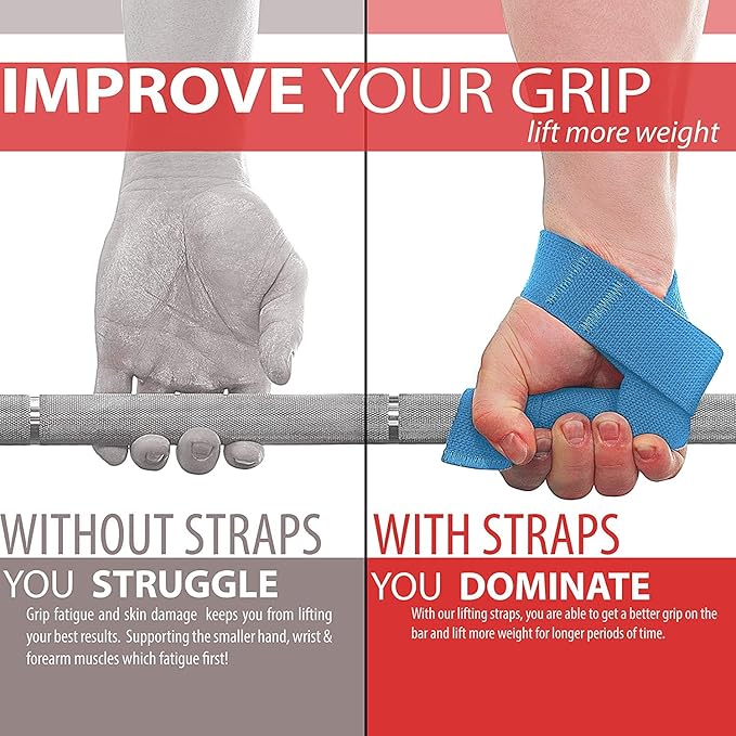 WARM BODY COLD MIND Lasso Lifting Wrist Straps for Cross Training - Rated at 770 lb - Hand Wraps for Olympic Weightlifting, Powerlifting, Weight Lifting, Bodybuilding Strength Deadlift Gym Bar, Cotton