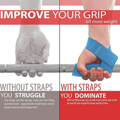 WARM BODY COLD MIND Lasso Lifting Wrist Straps for Cross Training - Rated at 770 lb - Hand Wraps for Olympic Weightlifting, Powerlifting, Weight Lifting, Bodybuilding Strength Deadlift Gym Bar, Cotton