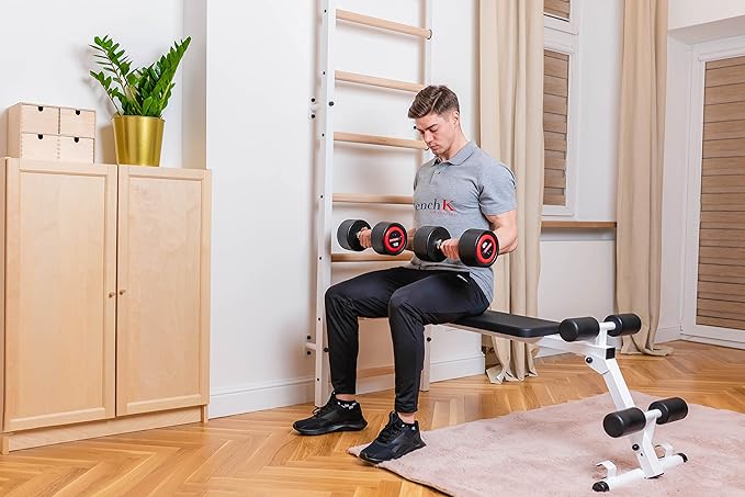 Wooden Swedish Ladder Wall Stall Bar - Indoor Chin Up Bar Workout Equipment for Home Exercise, Physical Therapy, Gymnastics, Fitness