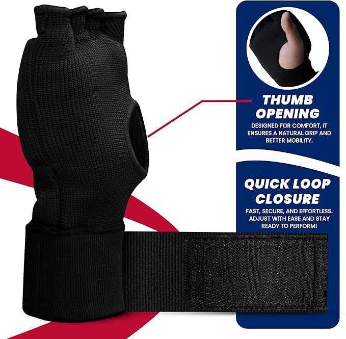 Bout3® Gel Boxing Handwraps for Men & Women - Inner Gloves with Gel Padding for Wrist Support, Comfort, 80cm Long Straps, Impact Protection - Ideal for Boxing, MMA, Kickboxing, Training