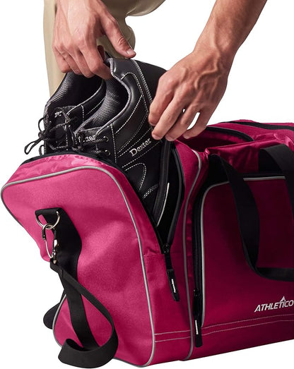 Athletico Bowling Bag for Single Ball - Single Ball Tote Bag With Padded Ball Holder - Fits a Single Pair of Bowling Shoes Up to Mens Size 14